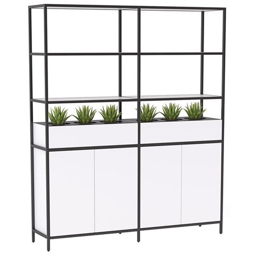 Kubix Double Storage Shelving Unit 1680x400x2000mm White/Black