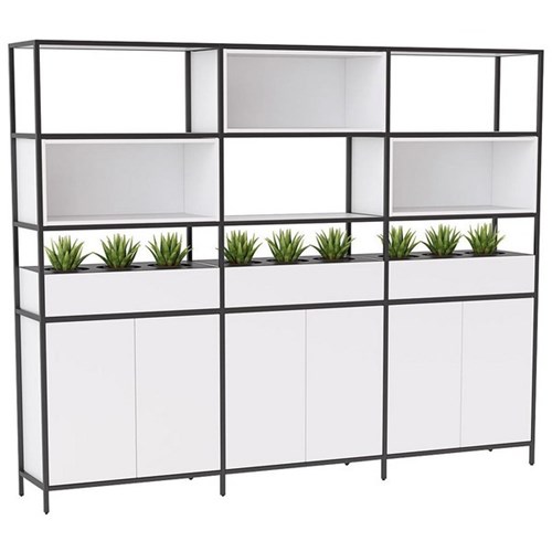 Kubix Triple Storage Shelving Unit 2500x400x2000mm White/Black