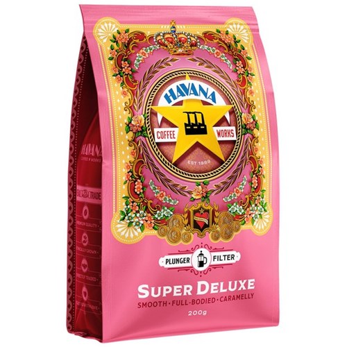 Havana Five Star Super Deluxe Plunger and Filter Ground Coffee 200g