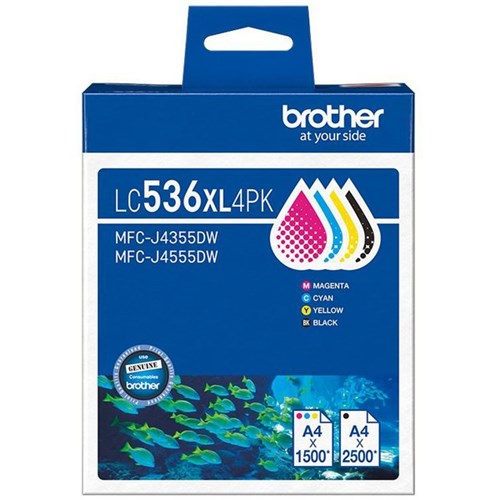 Brother LC536XL4PK Black & Colour Ink Cartridge, Pack of 4

