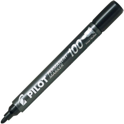 Pilot SCA-100 Black Permanent Markers Fine Bullet Tip, Pack of 12