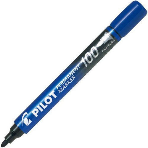 Pilot SCA-100 Blue Permanent Markers Fine Bullet Tip, Pack of 12