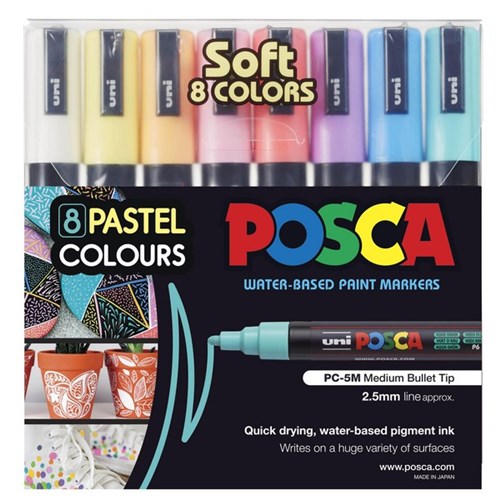 Uni Posca Paint Markers Pastel Colours, Pack of 8