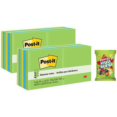 Post-It® Notes R330 Pop-Up 76x76mm Floral Fantasy, 2 Packs of 12