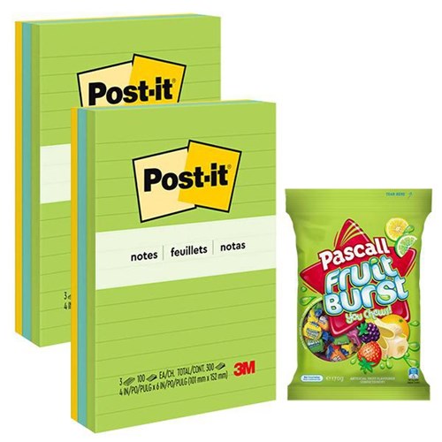 Post-It® Notes 660 Lined 98x149mm Floral Fantasy, 2 Packs of 3