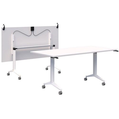 Fiord Flip Table with Connectors 1500x750mm Snow Velvet/White