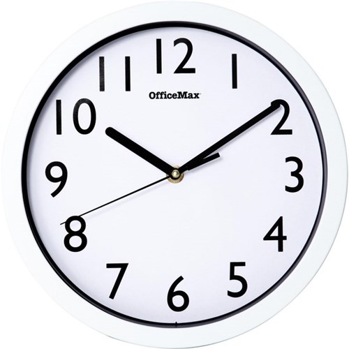OfficeMax Glass Face Analogue Wall Clock 250mm White