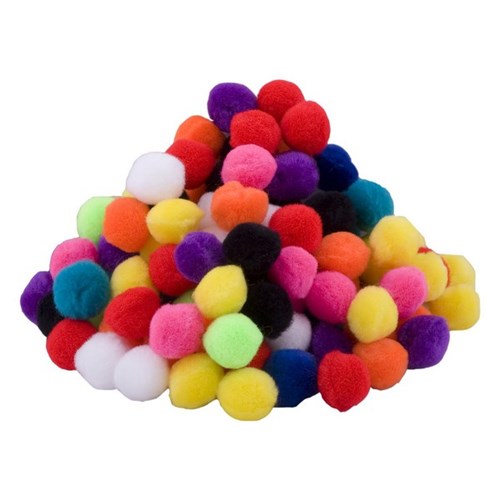Pom Poms Small 20mm Assorted Colours, Pack of 100