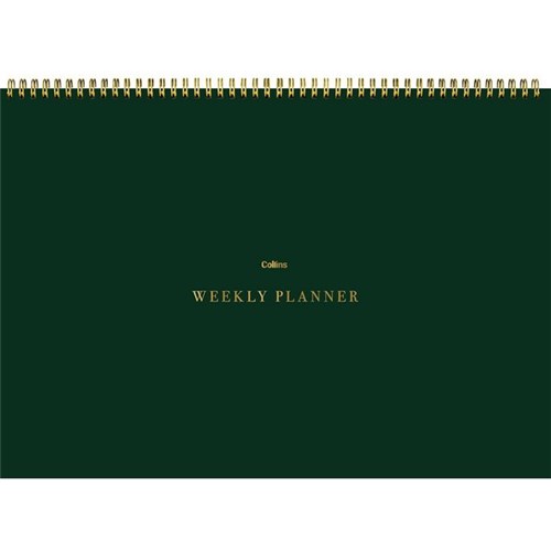 Collins A4 Designer Desk Pad Undated Week to View Executive Green