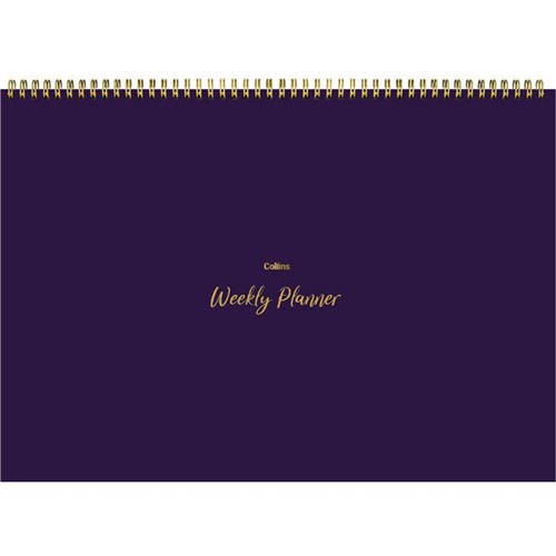 Collins A4 Designer Desk Pad Undated Week to View Purple Check