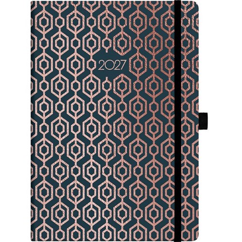Collins A53 Diary A5 Week To View 2027 Foil Geometric Assorted Designs