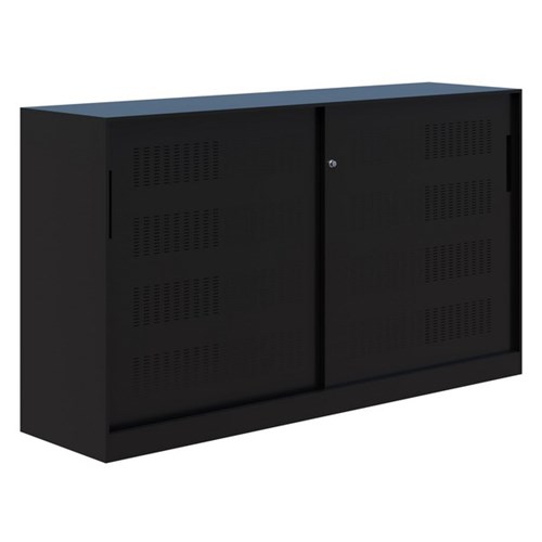 Fortis Sliding Door Key Lock Cabinet 1200x1800mm Black