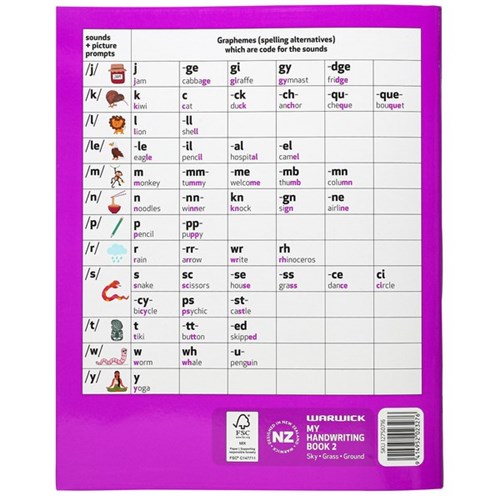 Warwick My Handwriting Book 2 Taku Pukapuka Tuhi A-Ringa 20mm Ruled 64 Pages