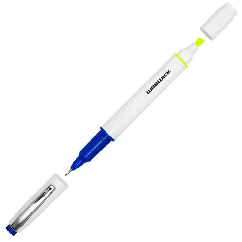 Warwick Dual Tip Pen And Highlighter Blue/Yellow