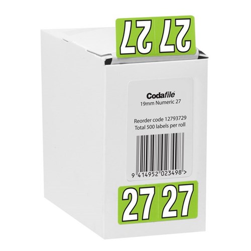 Codafile Labels Year 2027 19mm, Roll of 500