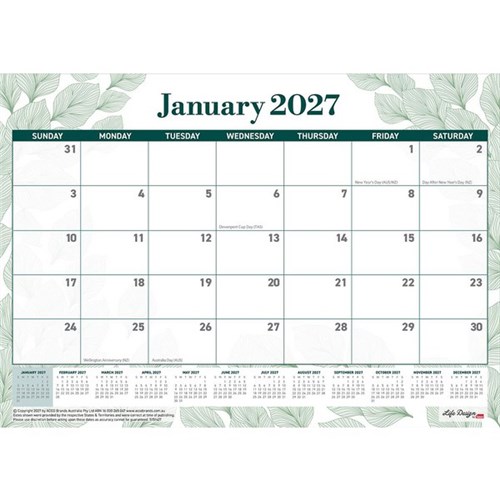 Sasco Life Design Large Desk Planner 480x340mm 2027 Willow The Nurturer