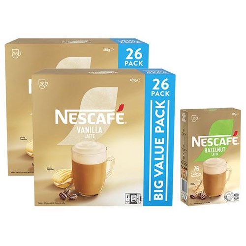 NESCAFÉ Cafe Menu Instant Coffee Sachet Vanilla Latté 442g, 2 x Packs of 26