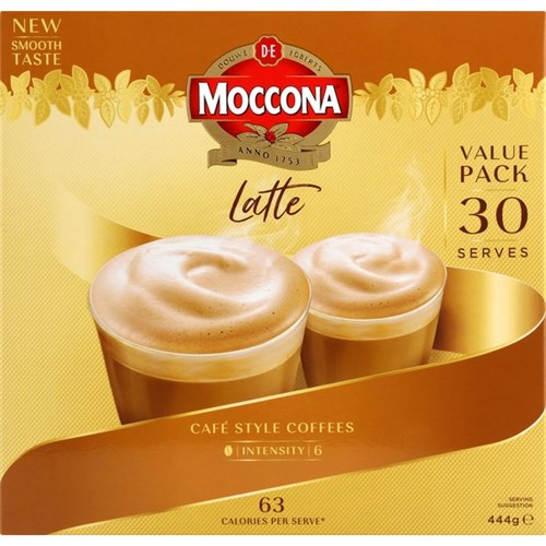 Moccona Cafe Classic Latte Coffee Sachet 444g, Pack of 30