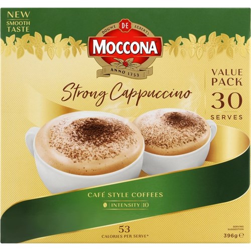 Moccona Cafe Classic Strong Cappuccino Coffee Sachet 396g, Pack of 30