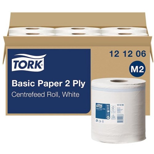 Tork M2 Universal Centrefeed Wipers 2 Ply 121206 200mm x 160m, Carton of 6 Rolls