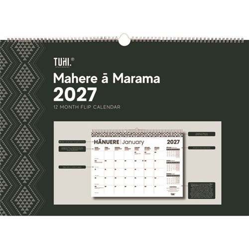 Tuhi Bilingual Wall Calendar Month To View A2 Mahere a Marama 2027