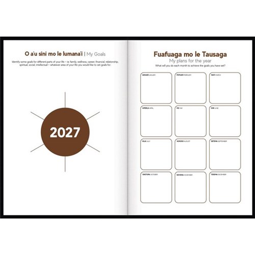 Tusi B51 Bilingual Fuafuaga Diary Day Per Page 2027