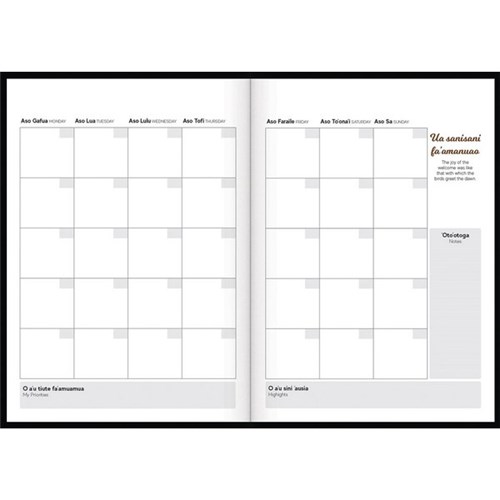 Tusi B51 Bilingual Fuafuaga Diary Day Per Page Undated