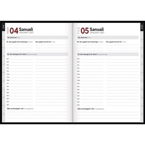 Tusi B51 Bilingual Palani Faka‘aho Diary Day Per Page 2027