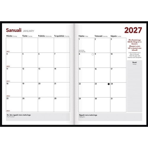 Tusi B51 Bilingual Palani Faka‘aho Diary Day Per Page 2027