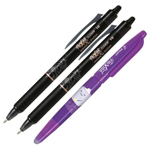 Pilot Frixion Black Clicker Erasable Rollerball Gel Pen 1.0mm Tip, Set of 2
