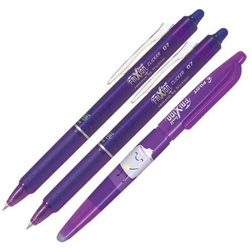 Pilot Frixion Violet Clicker Erasable Rollerball Gel Pen 0.7mm Fine Tip, Set of 2