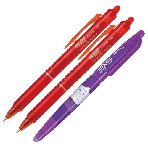 Pilot Frixion Red Clicker Erasable Rollerball Gel Pen 1.0mm Tip, Set of 2