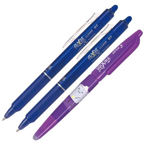 Pilot Frixion Blue Clicker Erasable Rollerball Gel Pen 0.7mm Fine Tip, Set of 2