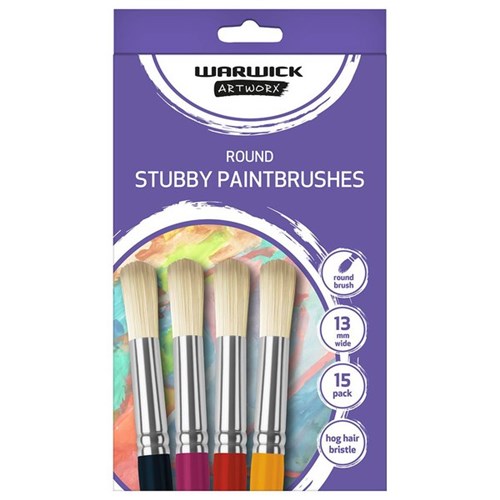 Warwick Artworx Stubby Round Paint Brush 13mm, Pack of 15