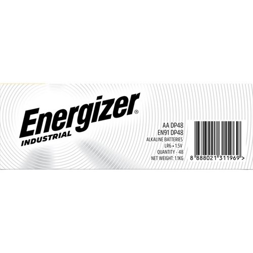 Energizer Industrial AA Alkaline Batteries, Box of 48