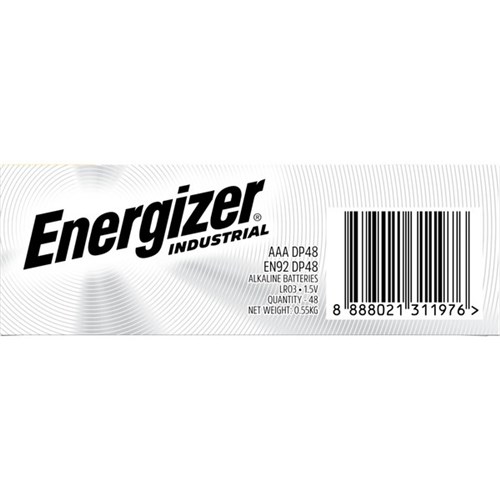 Energizer Industrial AAA Alkaline Batteries, Box of 48