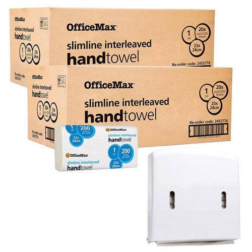 OfficeMax Slimline Interleaved Paper Towels 1 Ply, 2 Cartons of 20 Packs