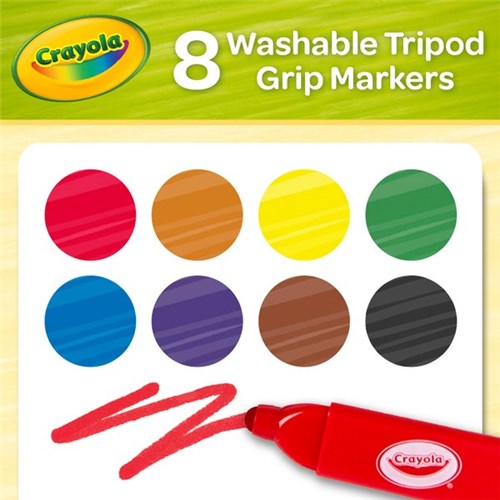 Crayola Washable Tripod Grip Markers, Pack of 8