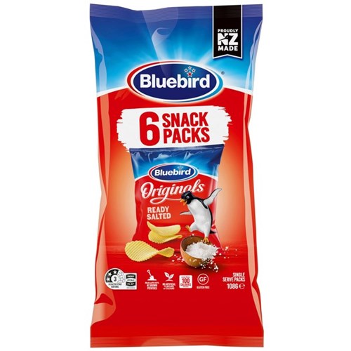 Bluebird Original Chips Ready Salted 108g, Pack of 6