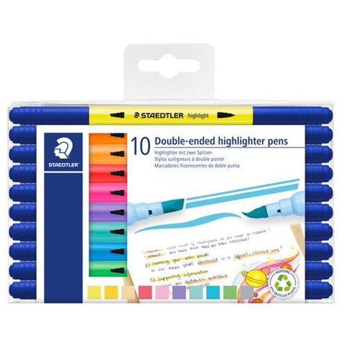 Staedtler Double-Ended Highlighter Pens Assorted Colours, Pack of 10