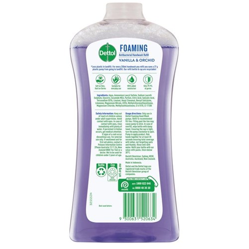 Dettol Foaming Antibacterial Handwash Refill Vanilla & Orchid 900ml