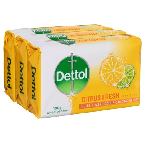 Dettol Citrus Fresh Bar Soap 100g, Pack of 3