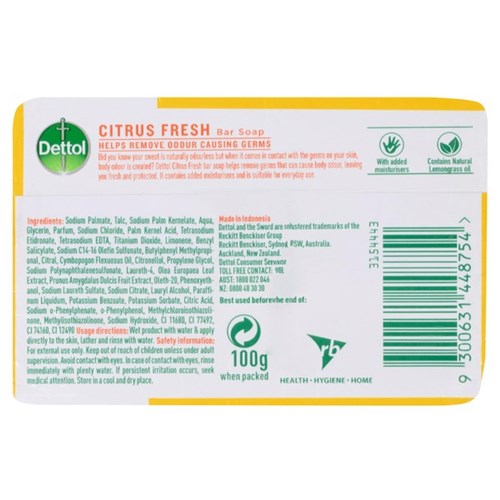 Dettol Citrus Fresh Bar Soap 100g, Pack of 3