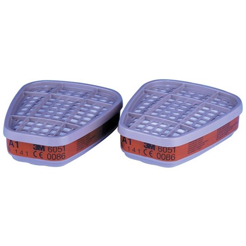 3M A1 Organic Vapour Filter Cartridge 6051, Pack of 2