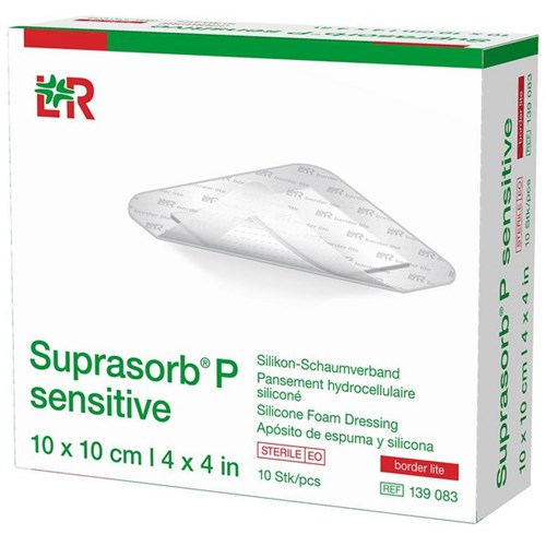 Suprasorb P Sensitive Silicone Foam Dressing 100x100mm, Box of 10