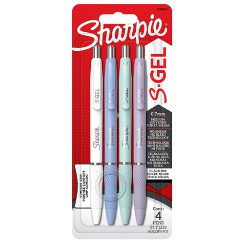 Sharpie S-Gel Rollerball Pen 0.7mm Fashion Barrel Black, Pack of 4