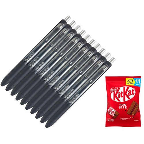 Paper Mate Black Inkjoy Gel Retractable Ballpoint Pen 0.7mm Fine Tip, Set of 10