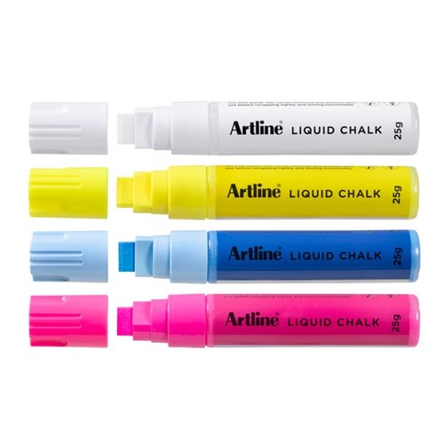 Artline Jumbo Liquid Chalk Dry Wipe Chisel Markers Assorted Colours, Pack of 4