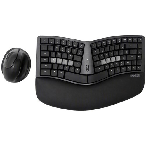 Kinesis Wave Keyboard and R-Go Left Hand Mouse Medium Desktop Set
