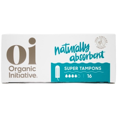 Oi Dignity Organic Tampons Super, Carton of 12 Packs of 16